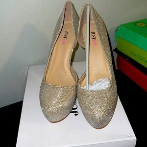 Gold sequence heels from JustFab